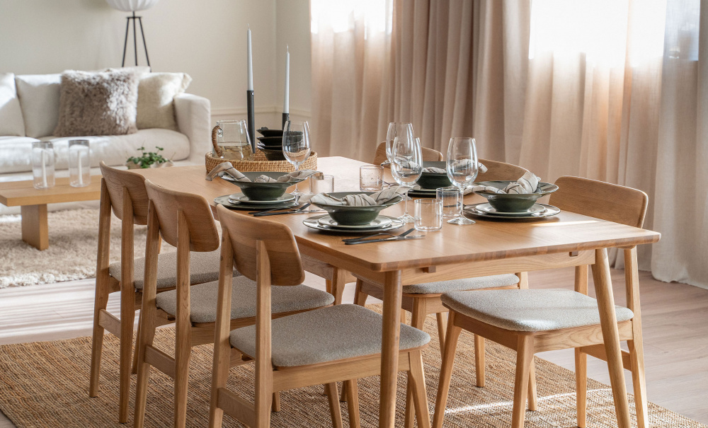 Bilde nr 3 (BLANCA 190/LINO Spisegruppe 6 Stoler Sand)