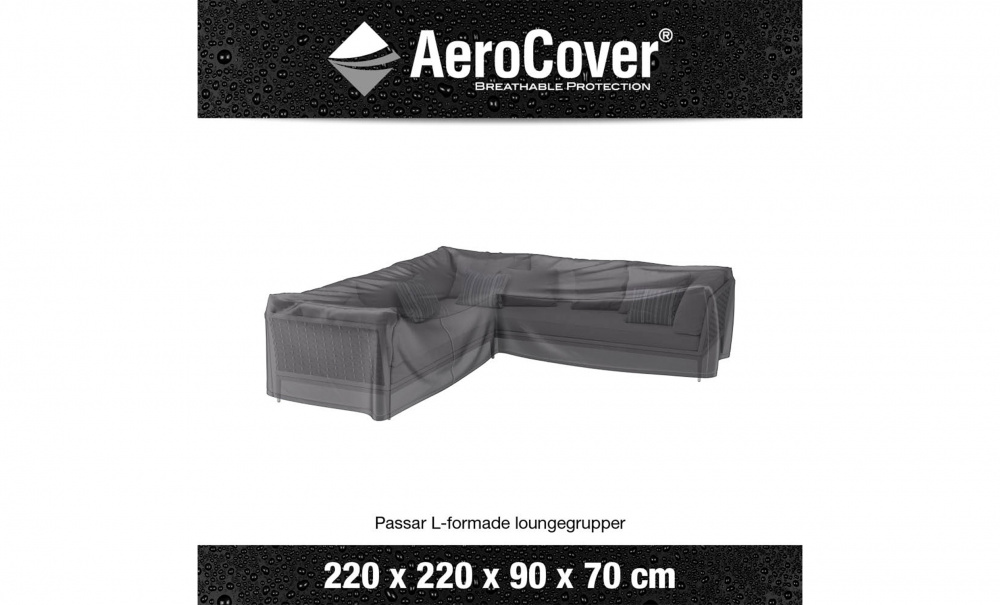 AEROCOVER Mbeltrekk L-form 220 x 220 x 90 Antrasitt, 90 i gruppen Utembler / Oppbevaring / Mbeltrekk hos Sofas & more (7944)