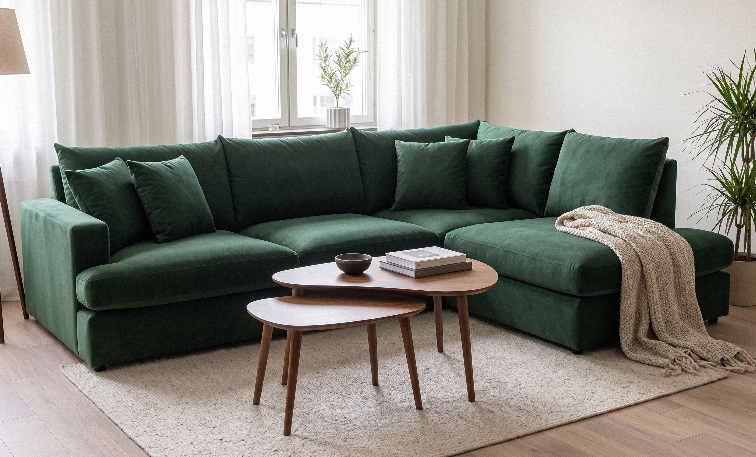 BOLNUEVO L-sofa Høyre Grønn