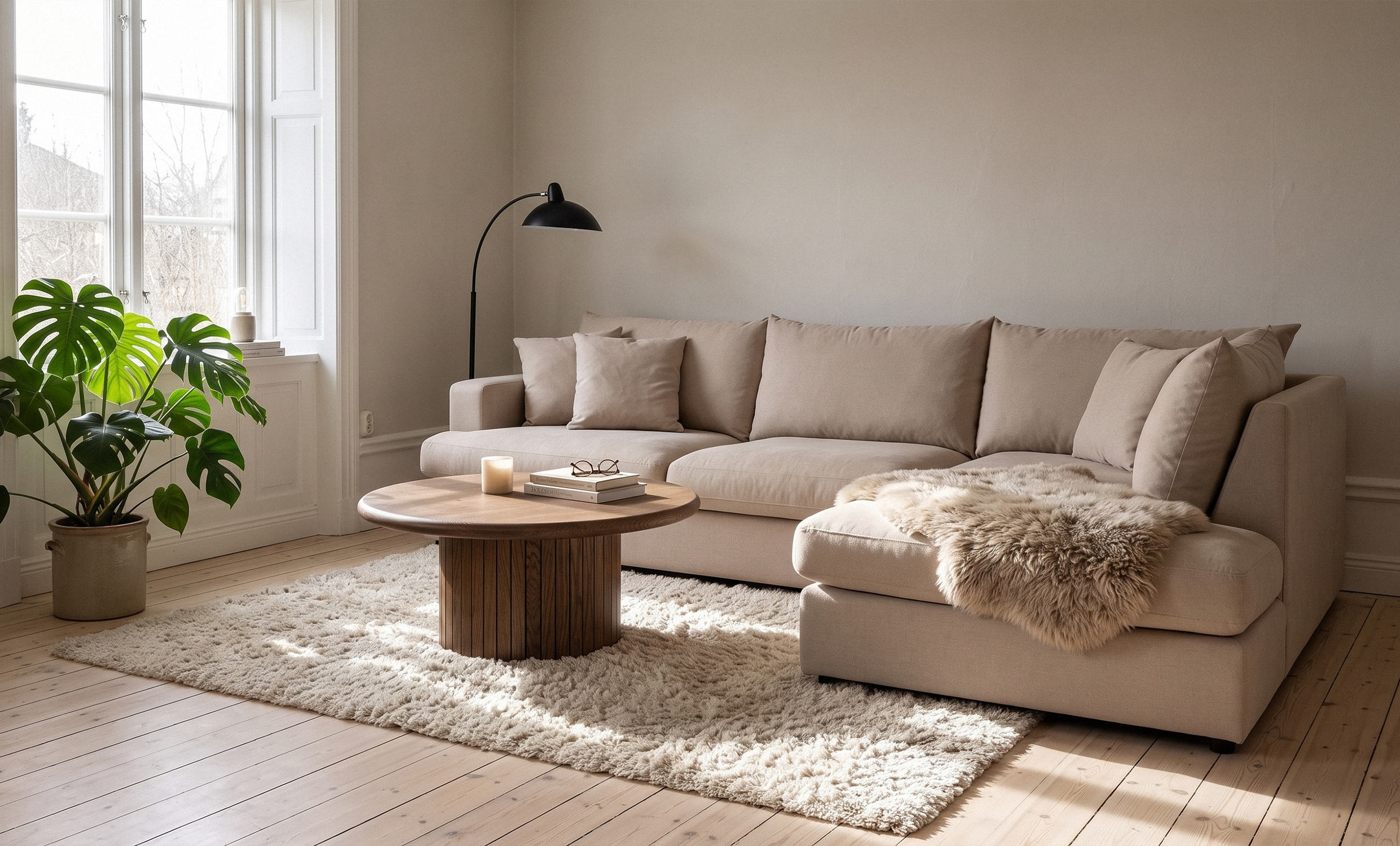 BOLNUEVO L-sofa Høyre Beige