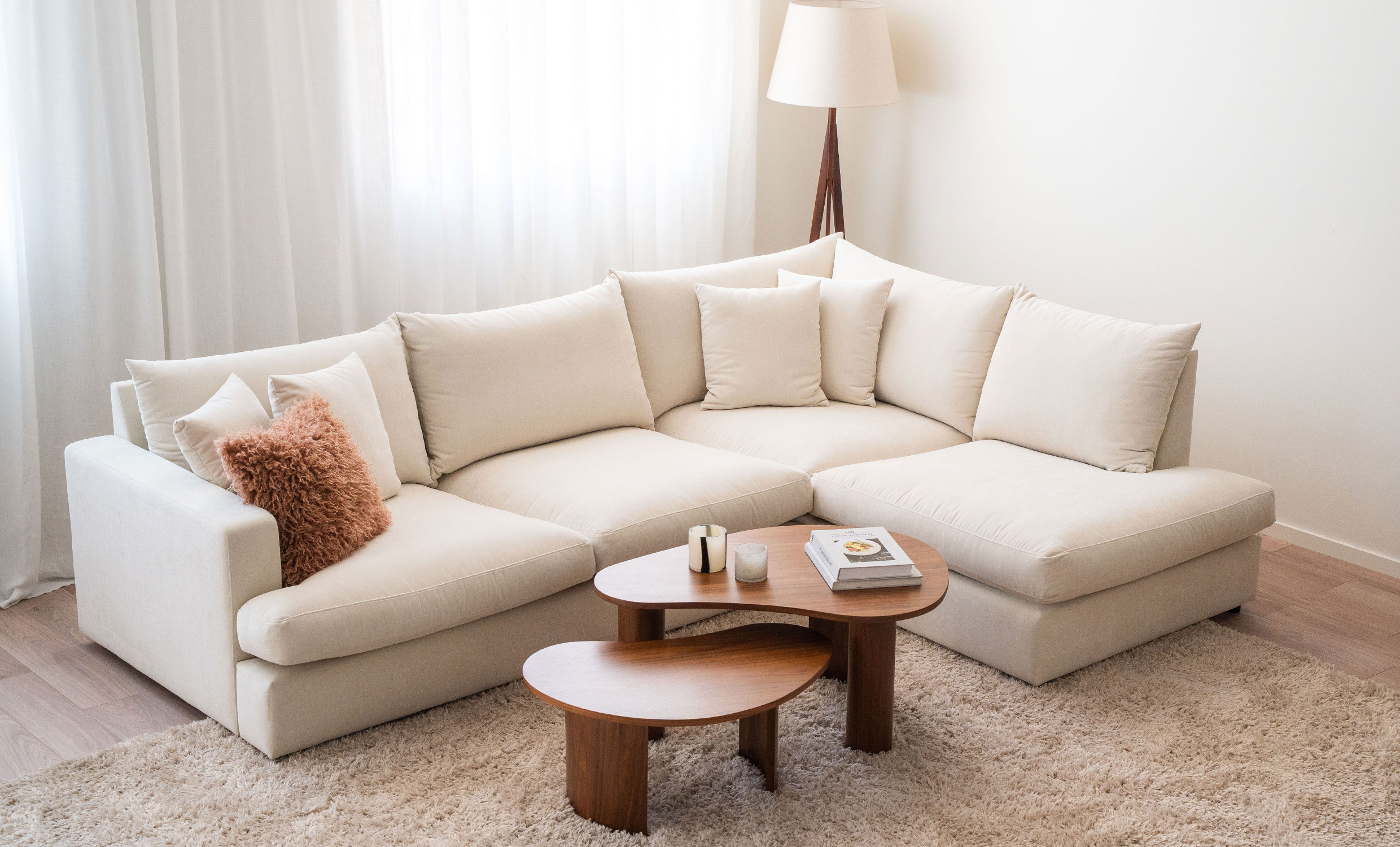 BOLNUEVO L-sofa Høyre Grå