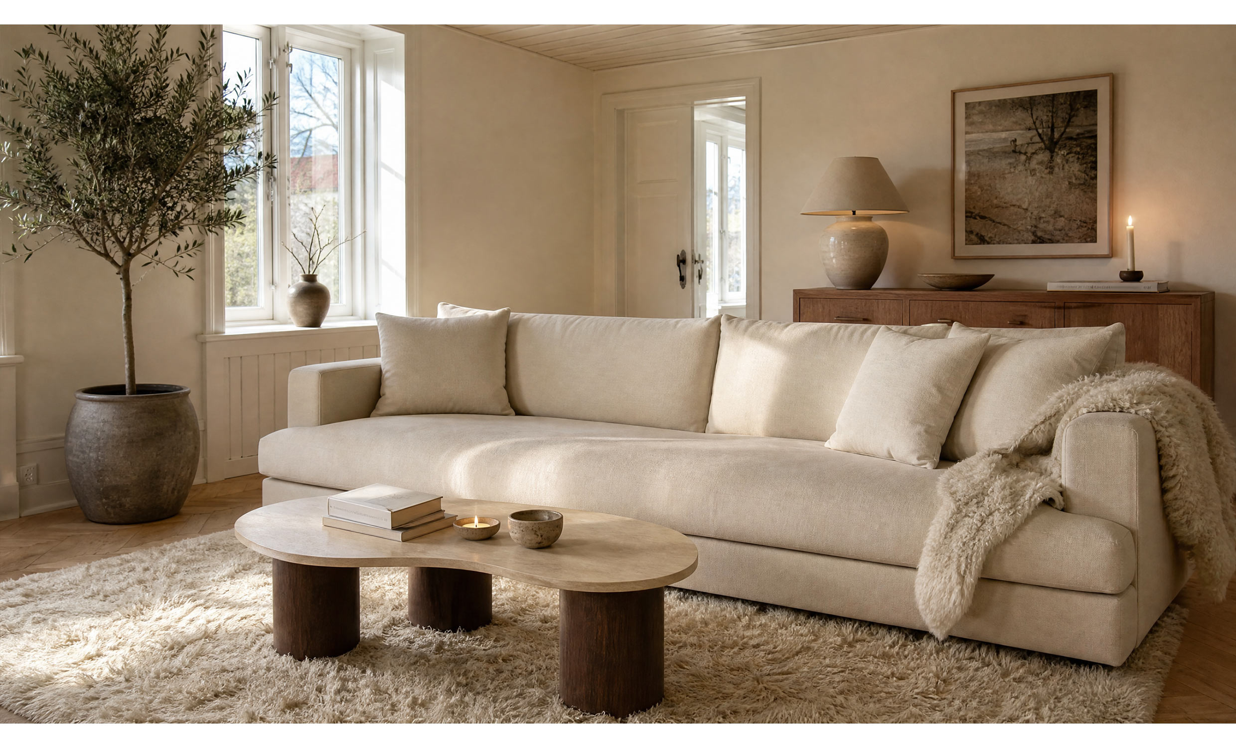 BOLNUEVO 4-seters sofa Hel Pute Beige