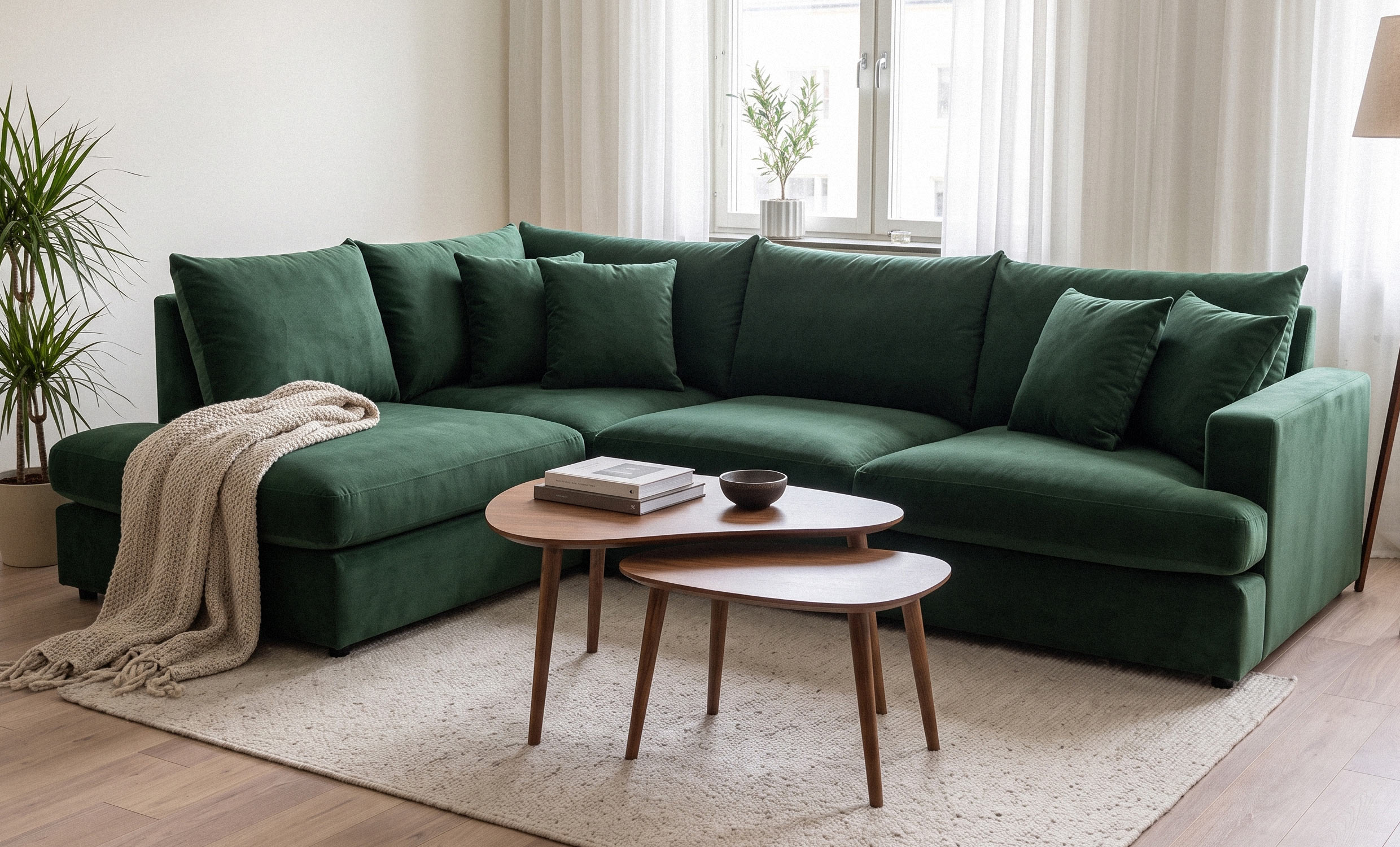 BOLNUEVO L-sofa Venstre Grønn
