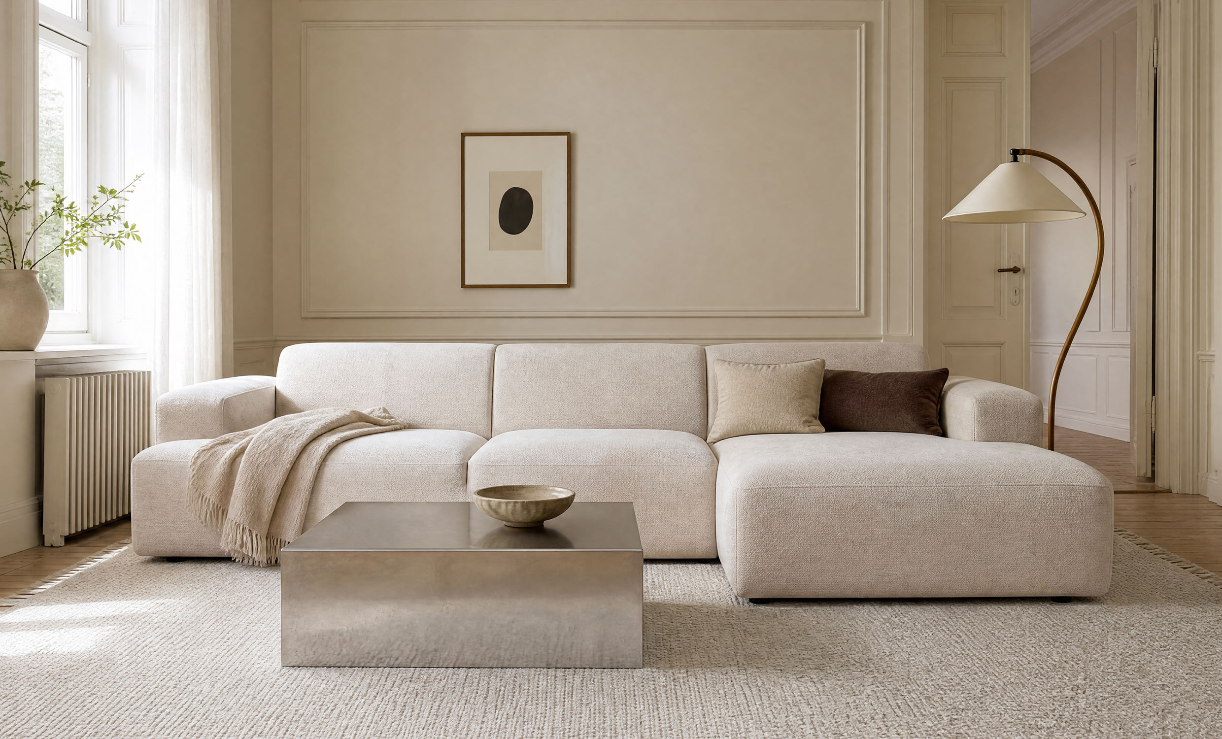 CASTILLA Divansofa Large Høyre Beige