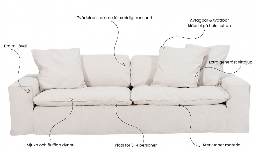 DOVER Grand Deluxe 4-seters sofa Sandbeige i gruppen Stue / Sofaer / 4-seters sofaer hos Sofas & more (DO4SBR001)