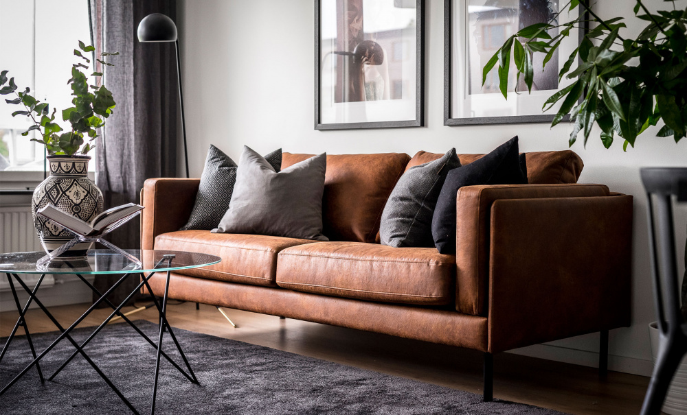 EKSUND 2,5-seter Cognac i gruppen Stue / Sofaer / Skinnsofaer hos Sofas & more (EK2SES05)