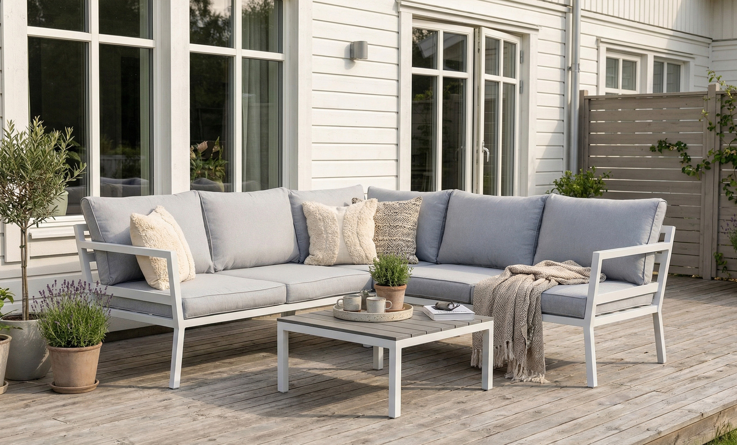 GRINDA Lounge sofa Gr�/Hvit