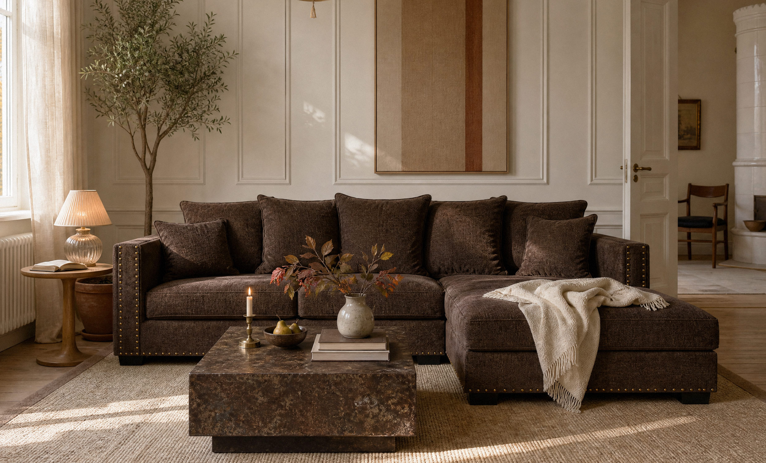 MANHATTAN Divansofa Høyre Brun