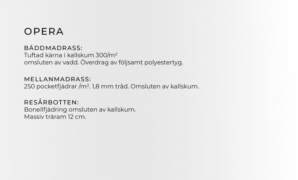 OPERA 180 Kontinentalseng Flyel Lys gr i gruppen Soverom / Senger / Senger 180 hos Sofas & more (KMP04078)