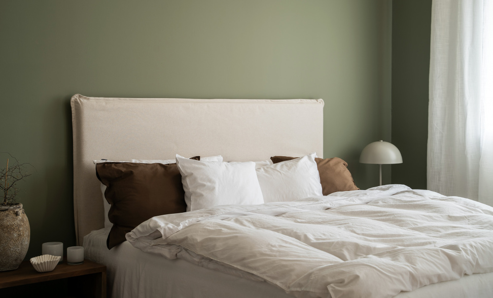 MATHEO Sengegavl Vegghengt 140 Stripete Grnn i gruppen Soverom / Sengegavler / Sengegavler 140 hos Sofas & more (MASG140-GRST)