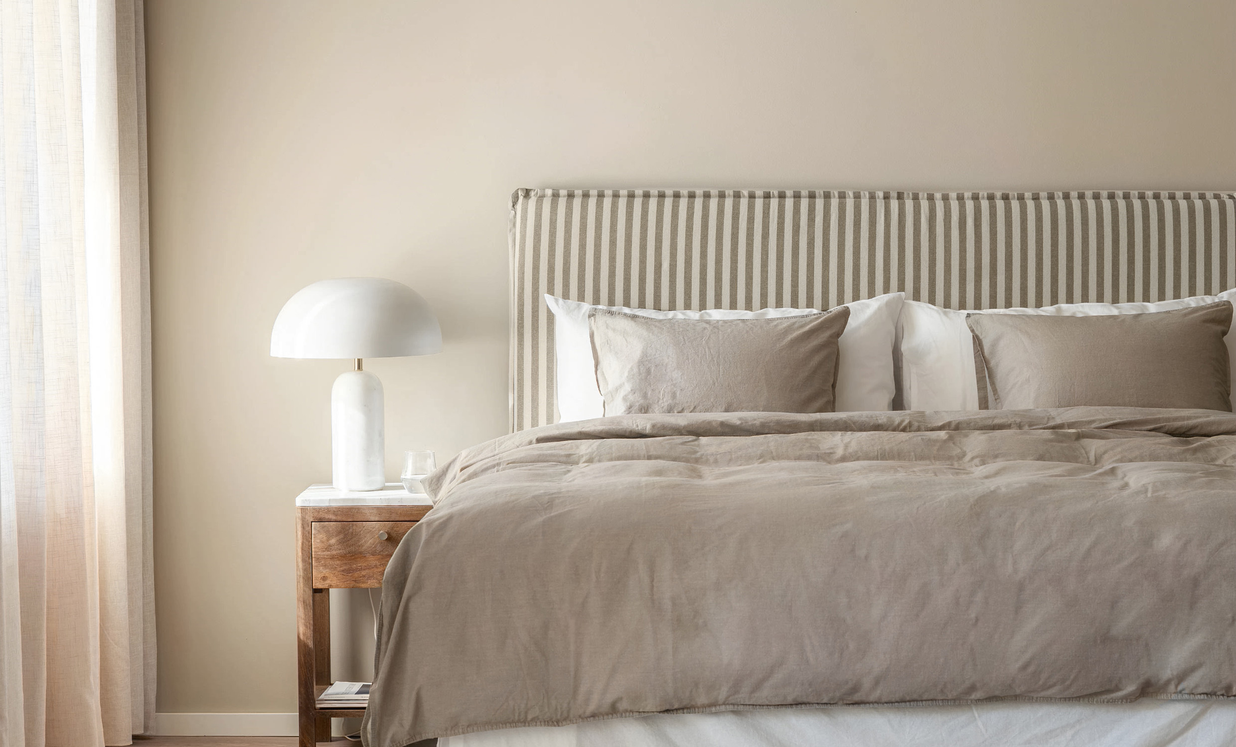 MATHEO Sengegavl Vegghengt 160 Stripete Beige