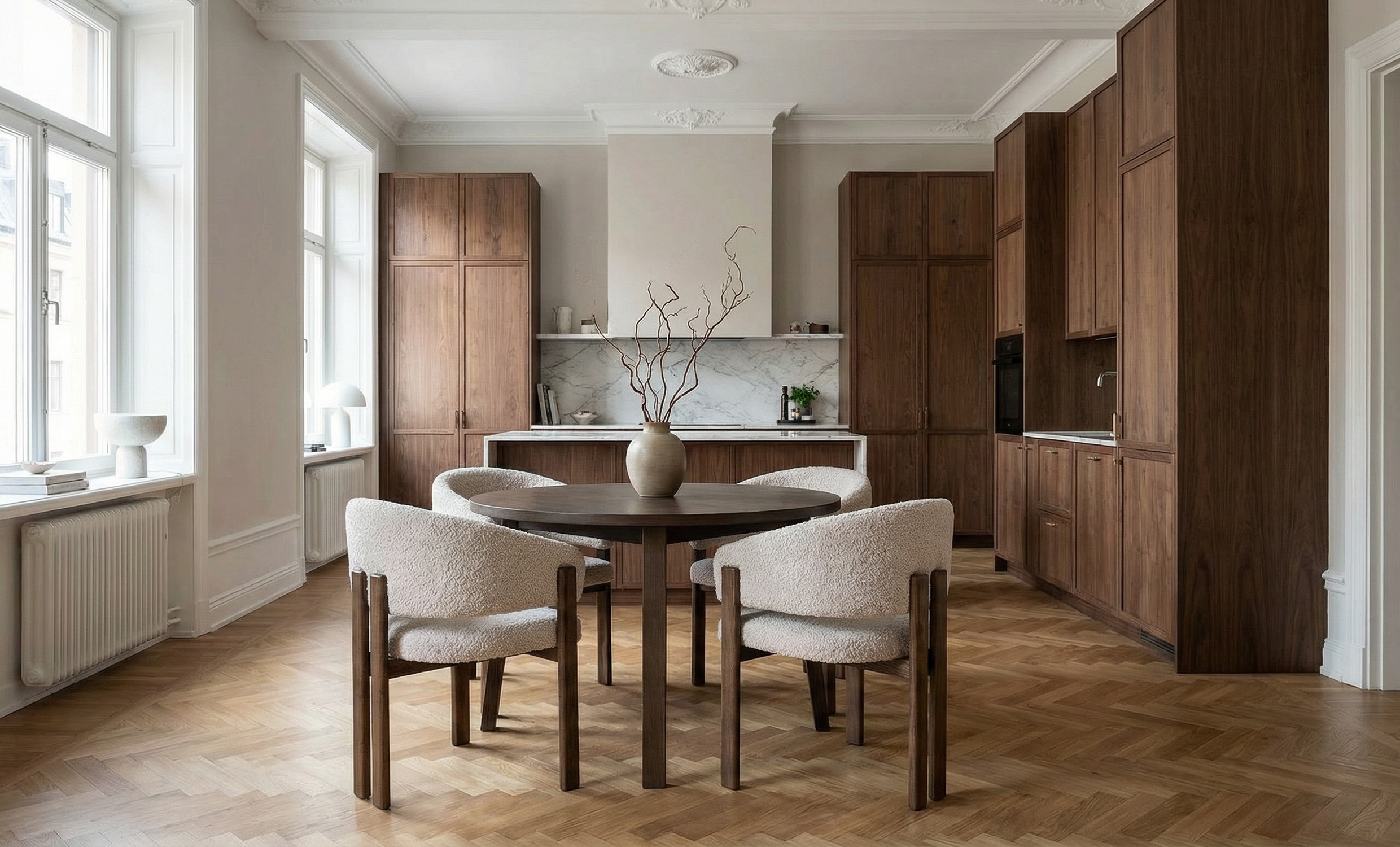 MATILDA 120/NODA Spisegruppe 4 Stolar Brun