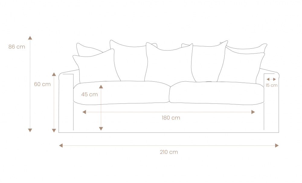 MONACO Premium 3-seters sofa Beige i gruppen Stue / Sofaer / 3-seters sofaer hos Sofas & more (MO3SBE)