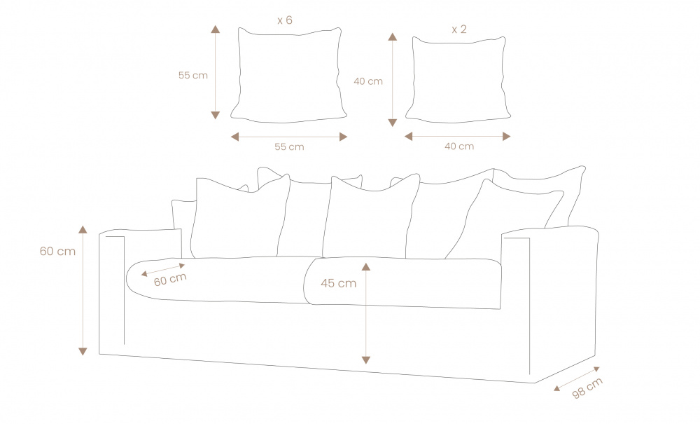 MONACO Premium 3-seters sofa Beige i gruppen Stue / Sofaer / 3-seters sofaer hos Sofas & more (MO3SBE)