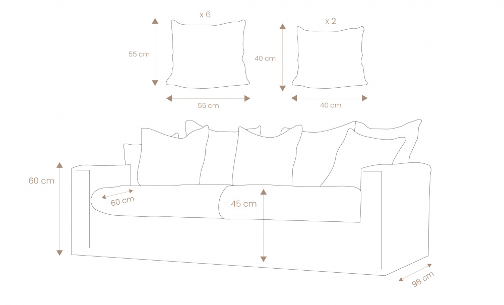 MONACO Premium 3-seters sofa Kakibeige i gruppen Stue / Sofaer / 3-seters sofaer hos Sofas & more (MO3SKHBE)