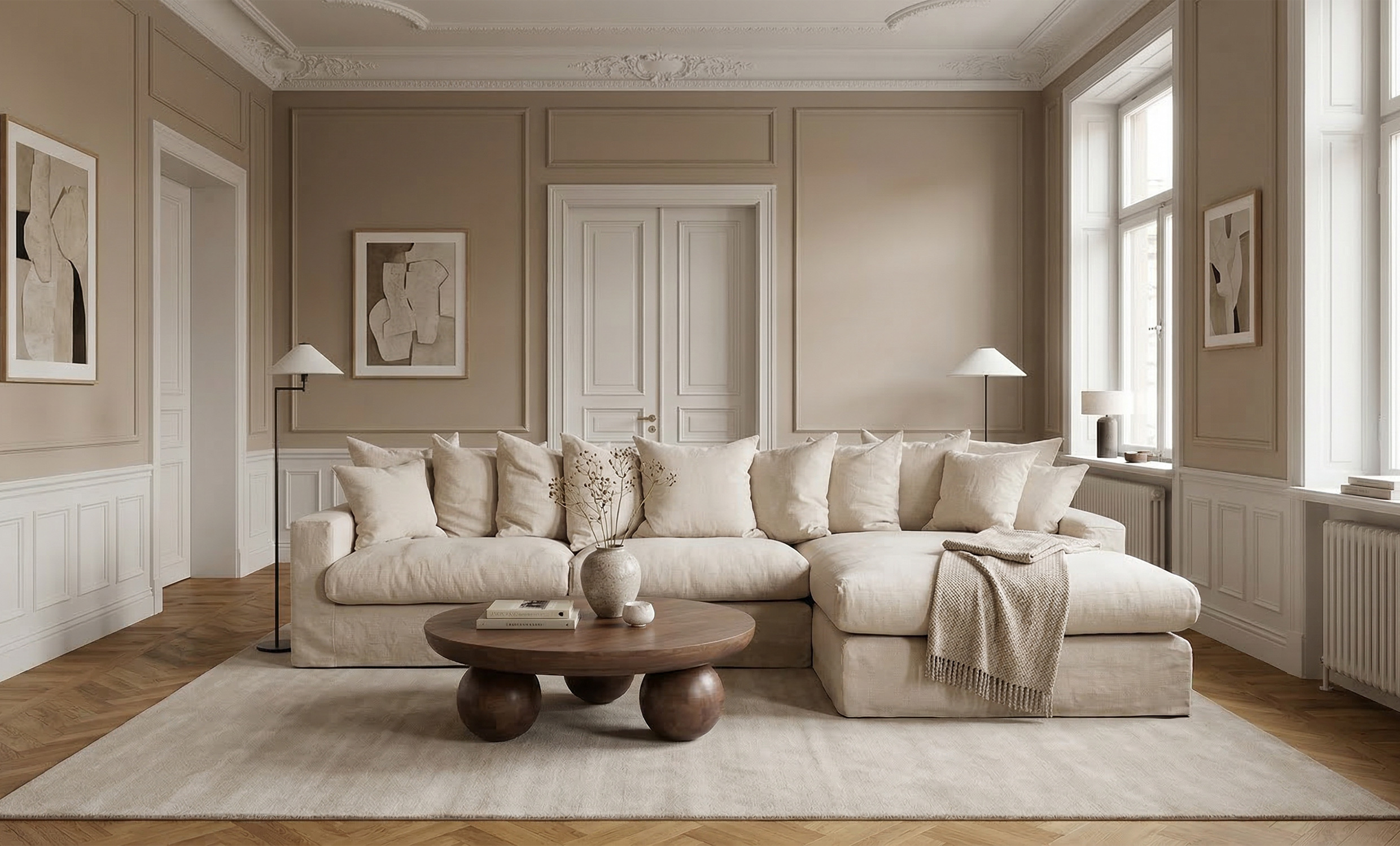 MONACO Sofa H�yre Beige