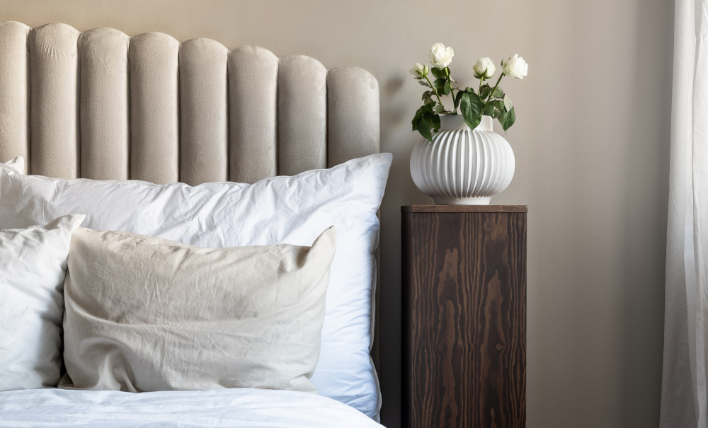 PRIMO HIGH 140 Sengegavl Flyel Mrkegr i gruppen Soverom / Sengegavler / Sengegavler 140 hos Sofas & more (PRHISG140M92)