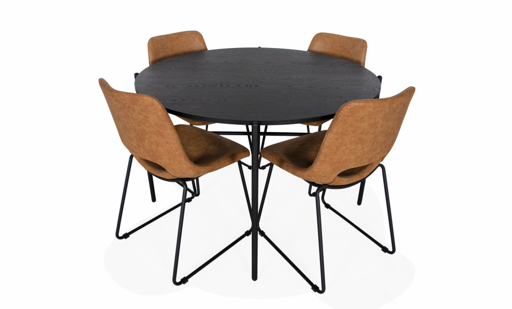 LANTA 120 Spisegruppe 4 Stoler Brun i gruppen Spiseplass / Bord / Spisegrupper / hos Sofas & more (SHDT10-CHAIR07)