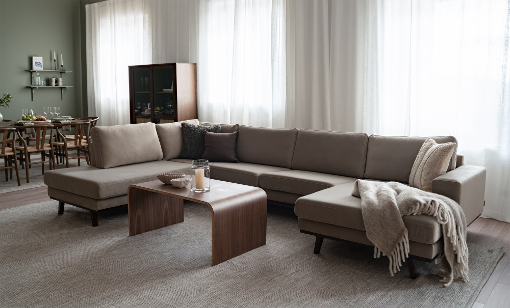 STOCKHOLM U-sofa Venstre Velvet Edition Greige i gruppen Stue / Sofaer / U-sofaer hos Sofas & more (STA3DSA02)